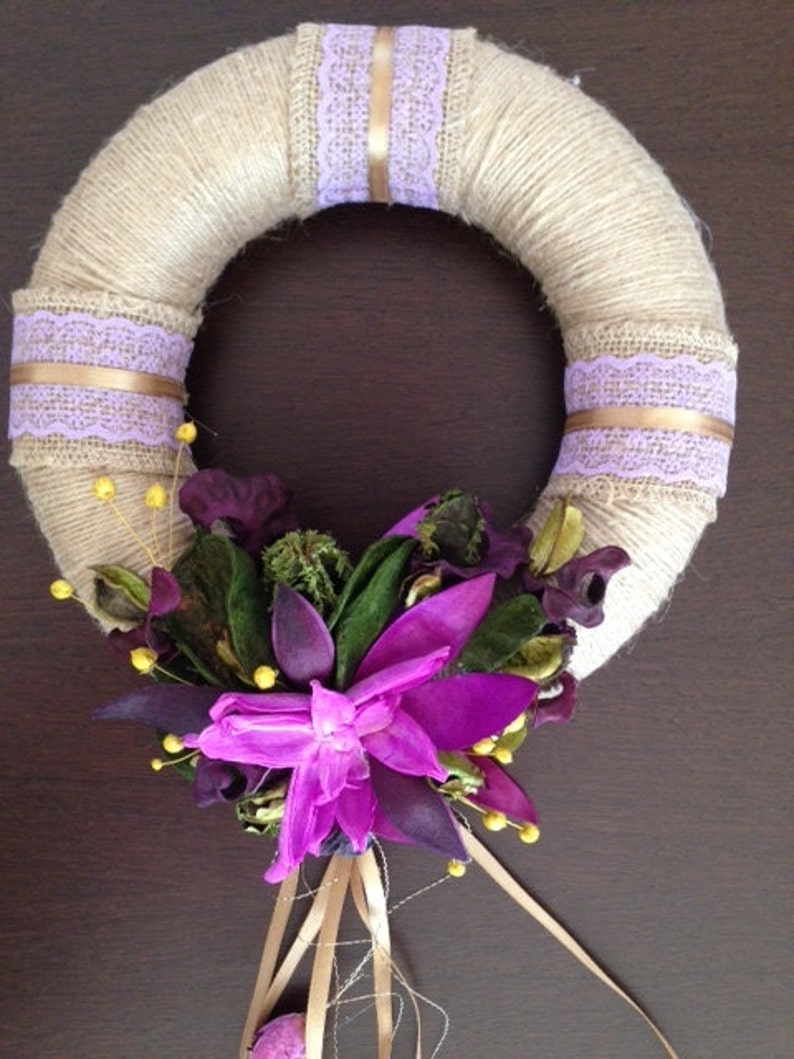 Handmade Wreath Dried Wreath,Wall Decor Home Decor Natural Wreath Seasonal Wreath Wedding Decoration Purple Wreath Linen Door Wreath