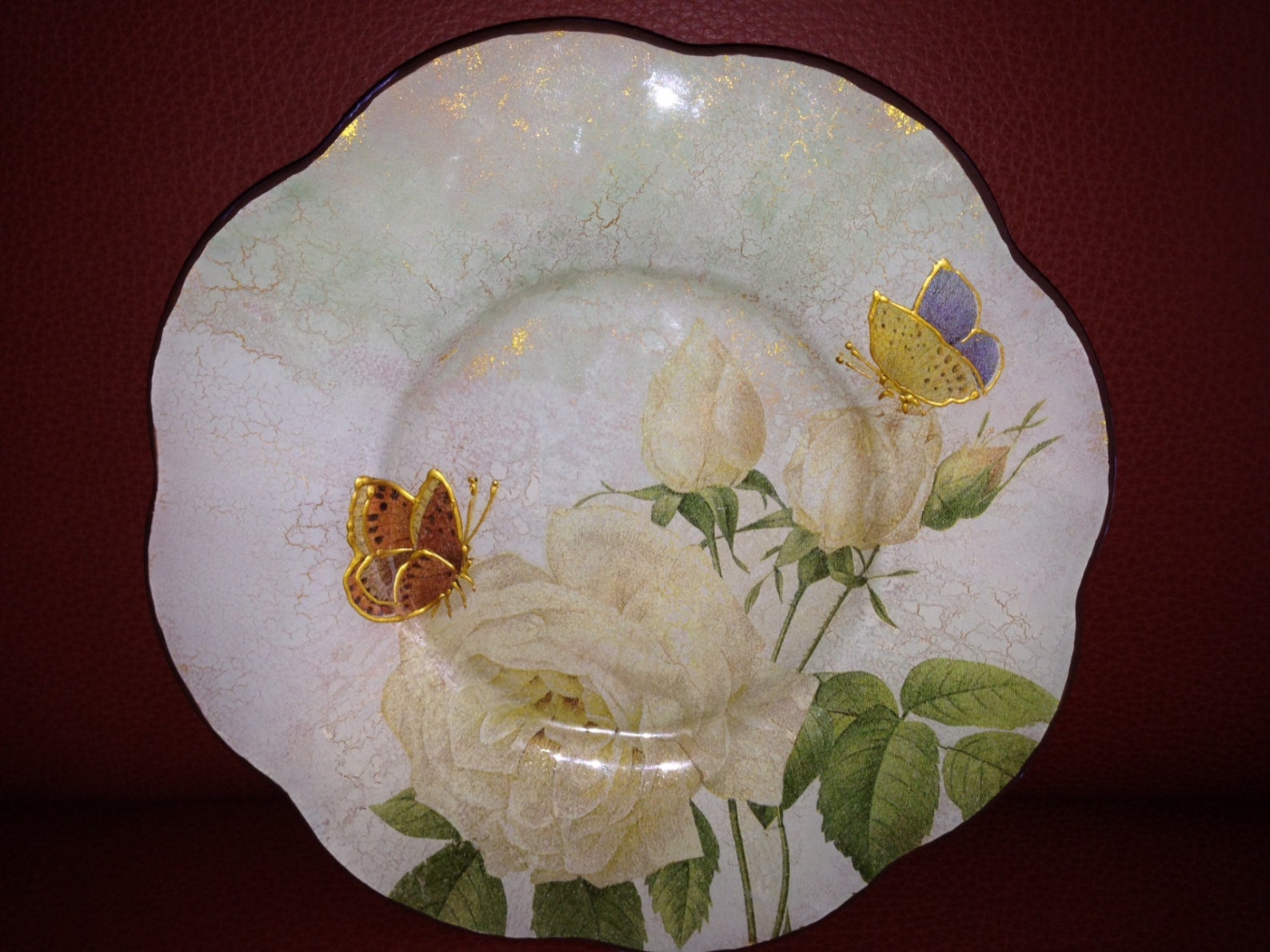 Beautiful Decorative Glass Plate White Rose's Etsy