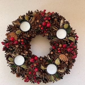 Christmas wreath, Autumn wreath, Natural wreath, Christmas Table decoration, Indoor use, Dried Flowers,Wooden wreath, Holiday wreath