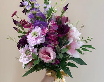 Silk flowers bouquet "Burgundy dream", Wedding decor, Bridal bouquet, Artificial flowers decor, Composition in a vase, Home decor, Gift idea