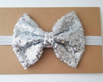 Silver Headband Mini Stitched Fabric 6mm Grey