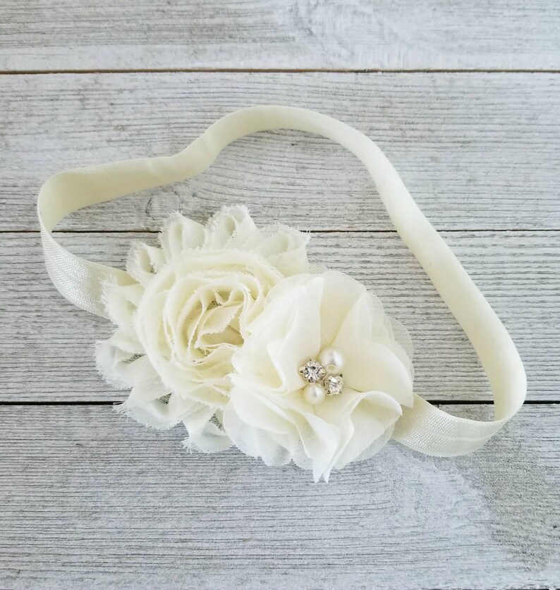Ivory Baby Headband Baptism Headband Christening Headband Etsy