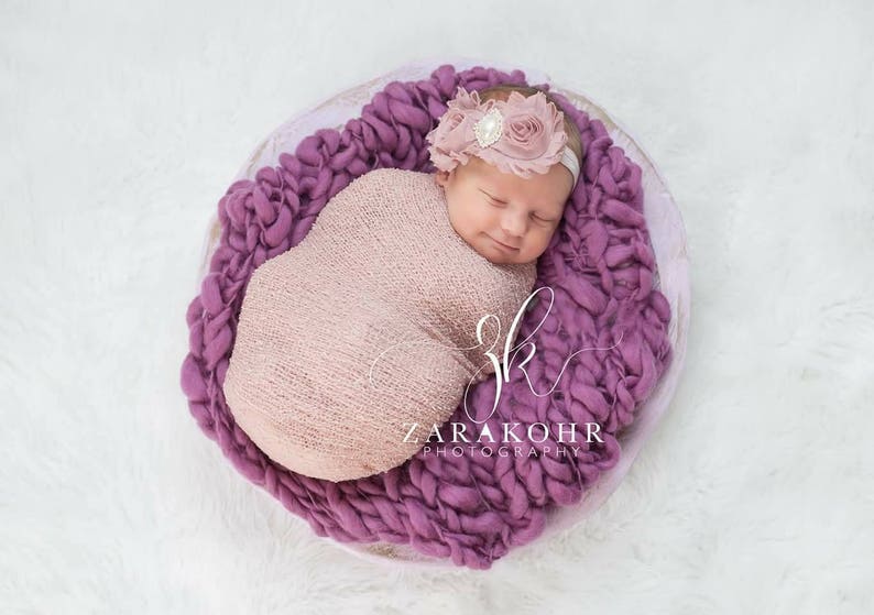 Mauve Headband Newborn Headband Dusty Pink Bows Dusty Pink Headband Mauve Baby Headband Baby Girl Headband Shabby Chic Headband