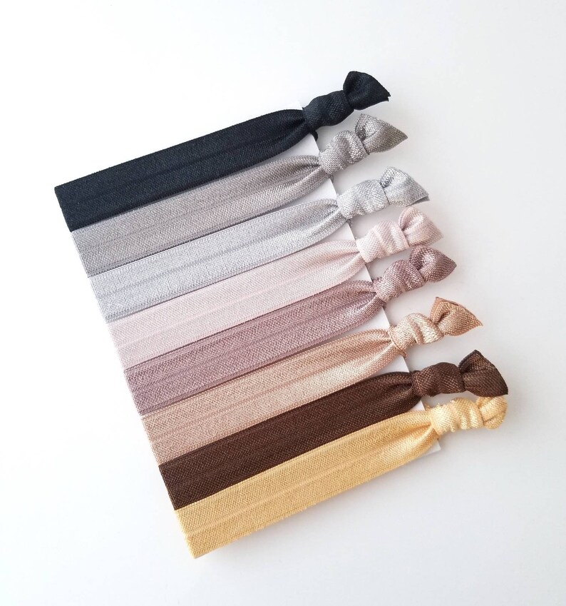 Neutral Hair Tie Mix Set of 8 Yoga Hair Ties Elastic Hair Etsy