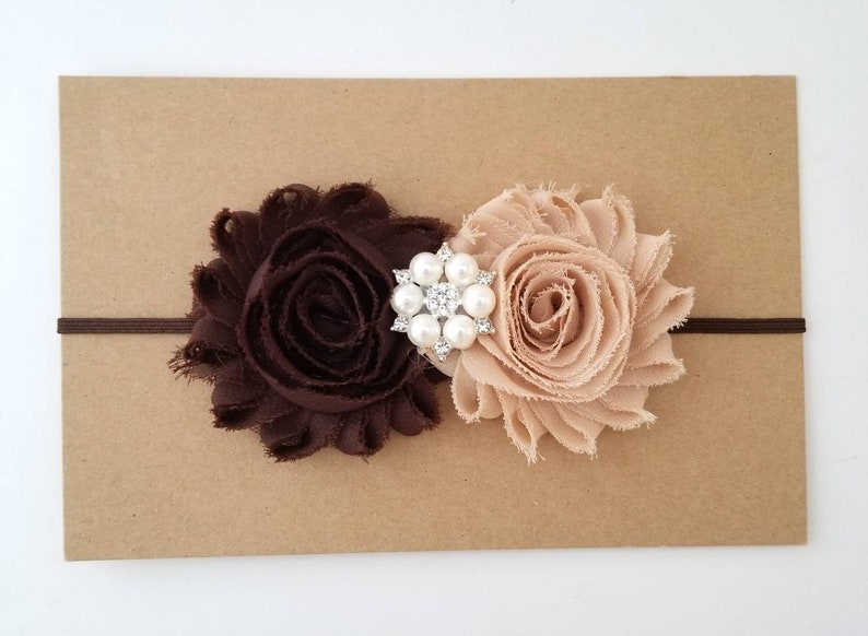 Brown and Beige Baby Headband Newborn Headband Beige Headband Fall Baby Headband Thanksgiving Headband Autumn Headband Brown Headband