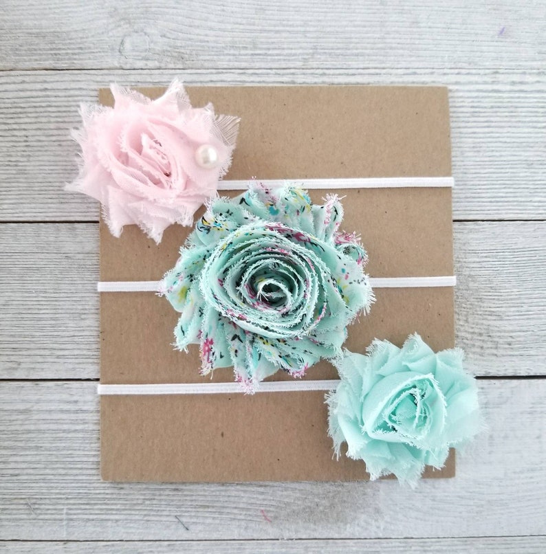Aqua Headband Pale Pink Headband Baby Headband Set Mint Baby Headband Mint Bows Girls Headbands Infant Headbands Newborn Headband Set