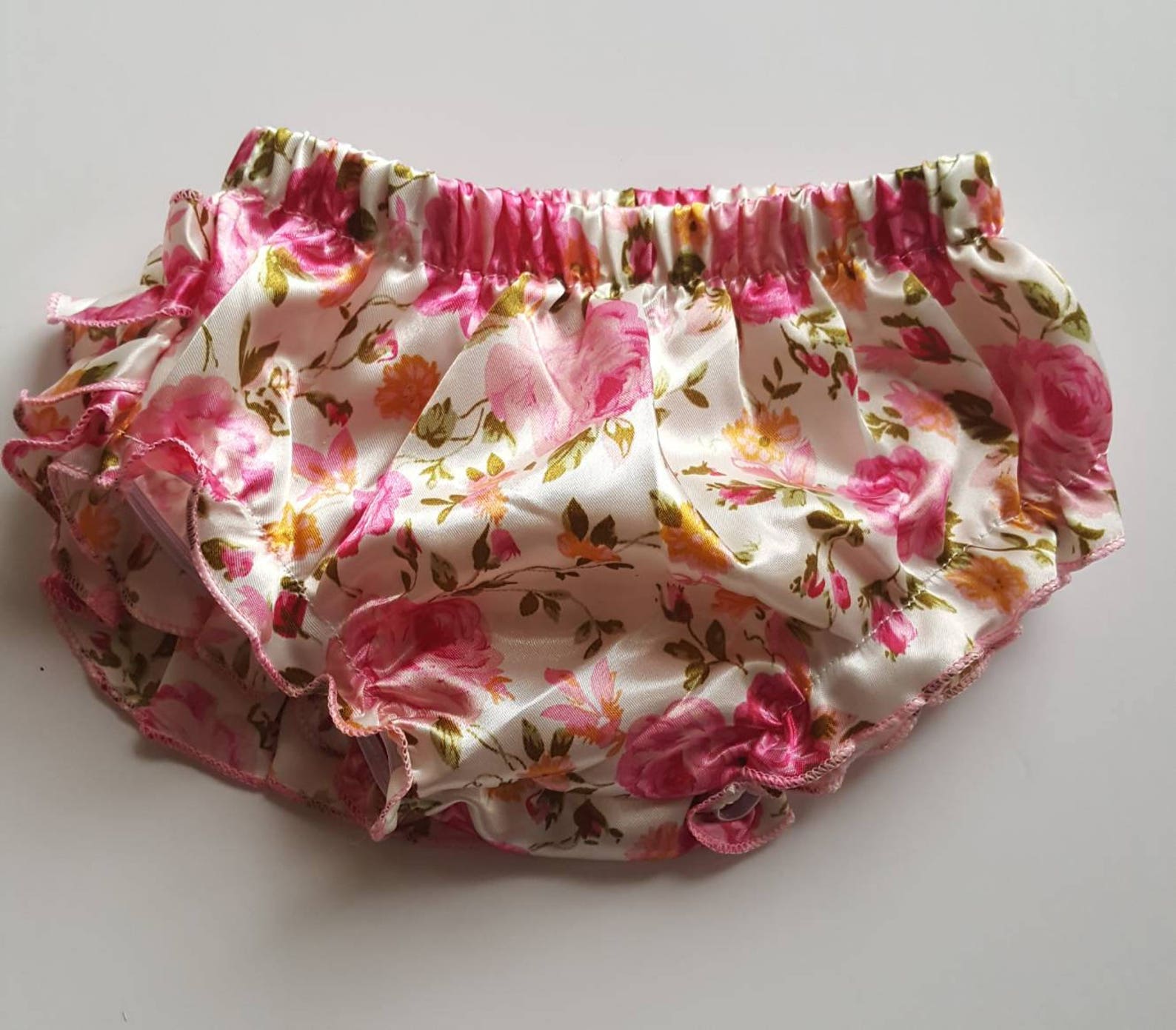 Pink Floral Print Satin Diaper Cover Floral Bloomers Etsy