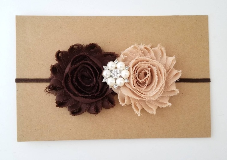 Brown and Beige Baby Headband Newborn Headband Beige Headband Fall Baby Headband Thanksgiving Headband Autumn Headband Brown Headband