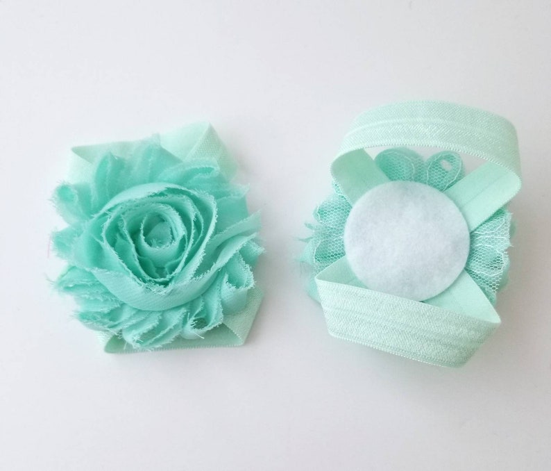 Barefoot Baby Sandals Barefoot Sandals Aqua Flower Sandals Toe Blossoms Baby Girl Sandals Aqua Baby Sandals Newborn Sandals