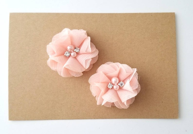 Blush Peach Hair Clip Set Flower Girl Hair Clips Peach Etsy