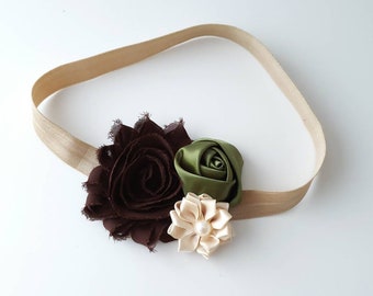 Thanksgiving Bow Brown and Ivory Thanksgiving Headband Sparkle Leaf Bow Girl's Fall Headband Autumn Baby Headband Brown Baby Headband