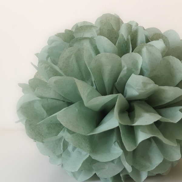 1 Tissue Paper Flower - Sage Green - Party decoration - Princess Party - Paper Pom Poms - Wedding set - Birthday decorations