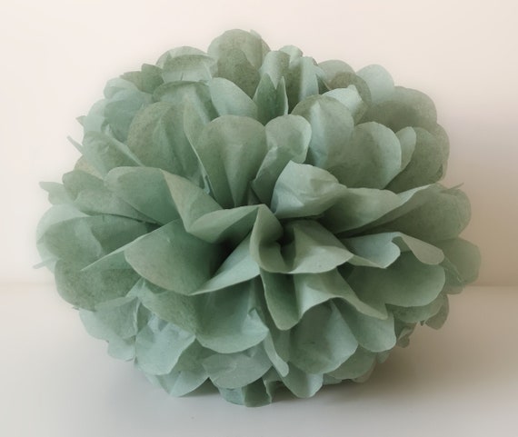 1 Tissue Paper Flower - Sage green - All sizes - Party decoration - Vintage  Party - Paper Pom Poms - Wedding set - Birthday decorations