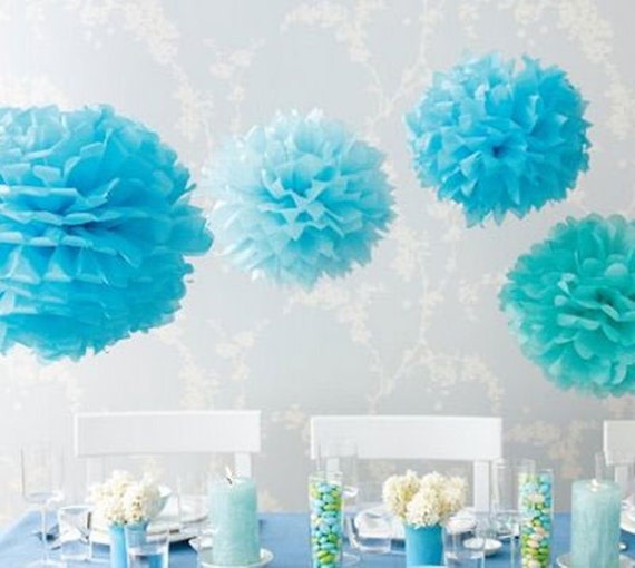 Tissue Paper Flowers Set of 15 4/5/6 Blue Hanging Etsy