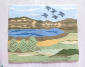 Woven Wool Decor Vintage Swedish Tapestry Landscape Lake Birds Flamsk Flemish Handwoven Decor Traditional Scandinavian 3-61-21