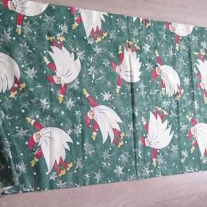 Christmas Window Valance with Santa by Ahlens, Extra Long Valance, Swedish Vintage Scandinavian Home Decoration, Christmas Curtain #C-1-37