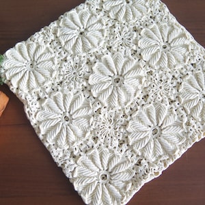 Pillow Case Cover, Vintage Crochet Pillow Case, Hand crochet Floral Pillow Case #4-75-23