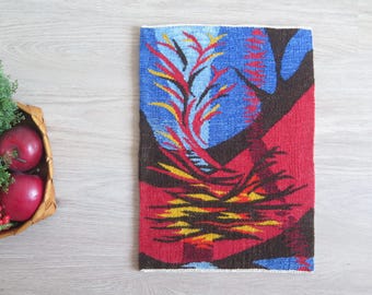 Handwoven Wall Decor Flamsk Flemish Camp Fire, Bonfire, River Abstract Vintage Woven Wall Hanging Swedish Scandinavian #5-07-19