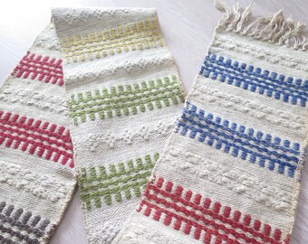 Woven Gray Rug Rag Striped Woven Narrow Long Floor Runner, 209 x 25 cm / 82.2 x 9.8 inch, Vintage Scandinavian Home Decor #3-46-12
