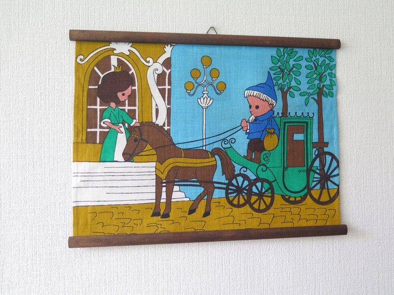 Printed Art Wall Hanging, Kids Room Decor Princess Carriage Wall Decor Swedish Decor 4-47-9 image 1