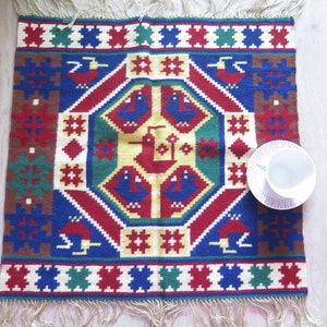Vintage Hand Woven Wool Decor Decorative Home Textiles Folk Art Decor, Nordic Ornamented Decor 3-26-12 image 5