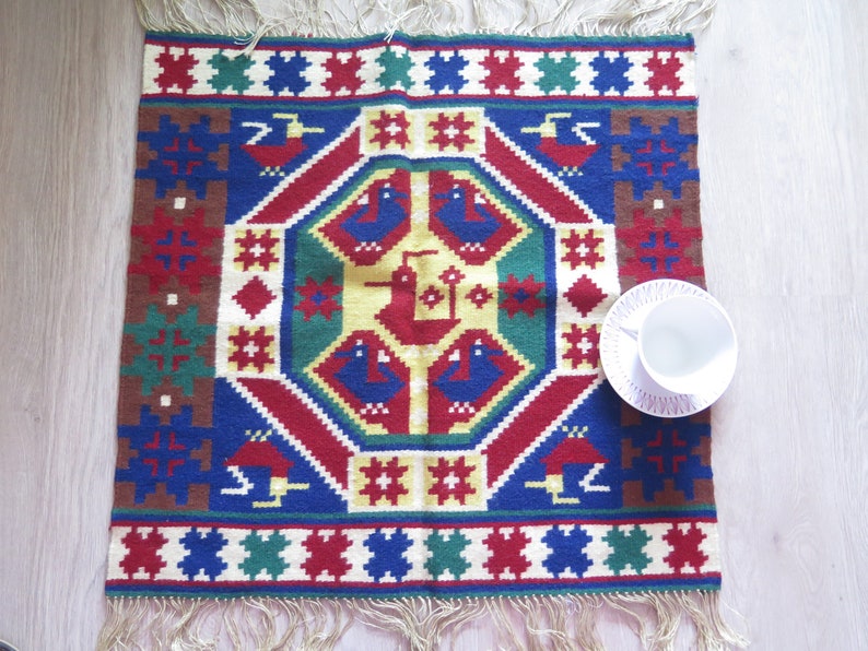Vintage Hand Woven Wool Decor Decorative Home Textiles Folk Art Decor, Nordic Ornamented Decor 3-26-12 image 5