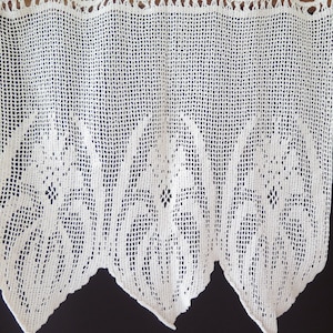 Crochet Valance Beige, Swedish Crochet Curtain, L 73 x W 69 cm / L 28.7 x W 27.1 in, Handmade Curtain #4-68-10
