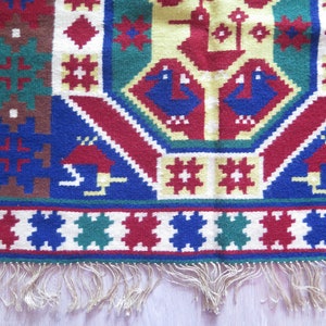Vintage Hand Woven Wool Decor Decorative Home Textiles Folk Art Decor, Nordic Ornamented Decor 3-26-12 image 4