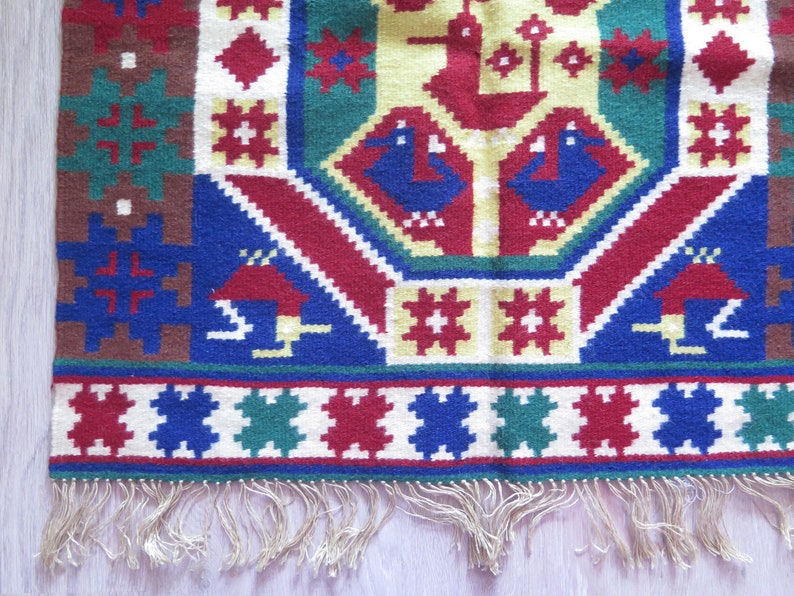 Vintage Hand Woven Wool Decor Decorative Home Textiles Folk Art Decor, Nordic Ornamented Decor 3-26-12 image 4