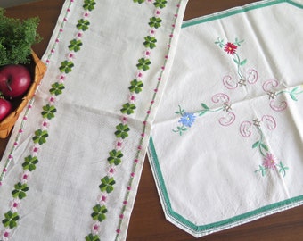 刺繍テーブルクロス 2枚セット、スウェーデン刺繍 スカンジナビア風