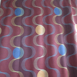 Fabric Op Art Brown Yellow Blue Green 334 x 150 cm / 131.4 x 59 inch #5-14-15