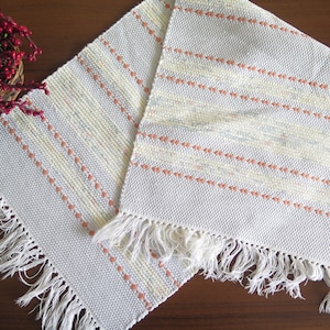 Woven Rug Rag Yellow Blue Striped Swedish Woven Floor Runner, Vintage Scandinavian Home Decor #4-64-18
