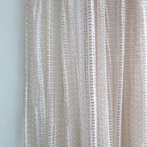 Net Curtain, Short Extra Wide Single Curtain, Sheer White Beige Pleat Net Curtain, Swedish Vintage #5-53-16/17