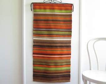 Hand Woven Wool Art Decor Raanu Wall Hanging Decor Scandinavian Brown Green Orange Striped Bright Colors #4-67-13