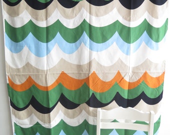 Curtain / Fabric for Sewing Projects, Ikea 2006 Design by Nina Jobs, Thick Cotton Green Orange White Blue Black Waves #4-12-5