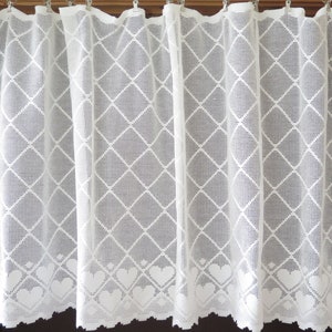 Crochet Valance Long Wide,  Vintage Machine Crocheted Curtain #4-62-23