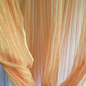 Long Curtain Single panel, Yellow Orange Net Curtain, Semi Sheer Vintage Swedish Curtain #5-25-5