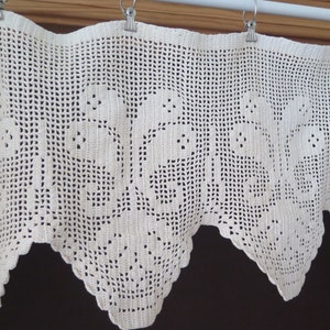 Crochet Valance Extra Wide Floral Light Beige Vintage Valance 418 x 42.5 cm / 164.5 x 16.7 in Handmade Crochet Kitchen Cafe Curtain #4-57-26