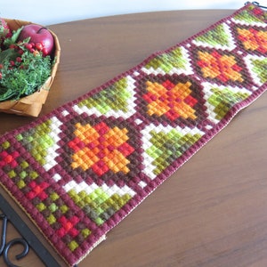 Embroidered Wall Decor Scandinavian Handmade Vintage Decor Green Orange Red Vintage Swedish #4-48-24