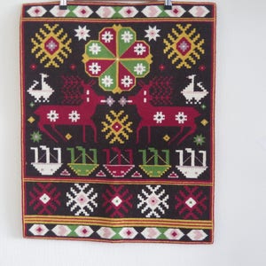 Wall Hanging Twist Stitch Ornamented Vintage Swedish Folk Art Embroidered Scandinavian Handmade, Wall Decor Folk Ornaments #3-42-43