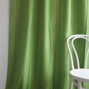 Green Curtains Set of 2, Vintage Long Wide Green Semi Sheer Curtains #5-22-29