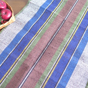 Table Runner Blue Gray Striped Table Cloth, Swedish Vintage Scandinavian Home Textiles #4-54-1