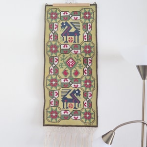 Hand Woven Flat Weave Ornamented Vintage Swedish Folk Art Rolakan Wall Decor Scandinavian Handmade Vintage Decor #3-23