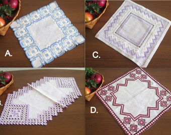 Embroidered Table Cloth / table Napkin Scandinavian Vintage Textiles, Hardanger Embroidery Doily Table Decor #4-38-1