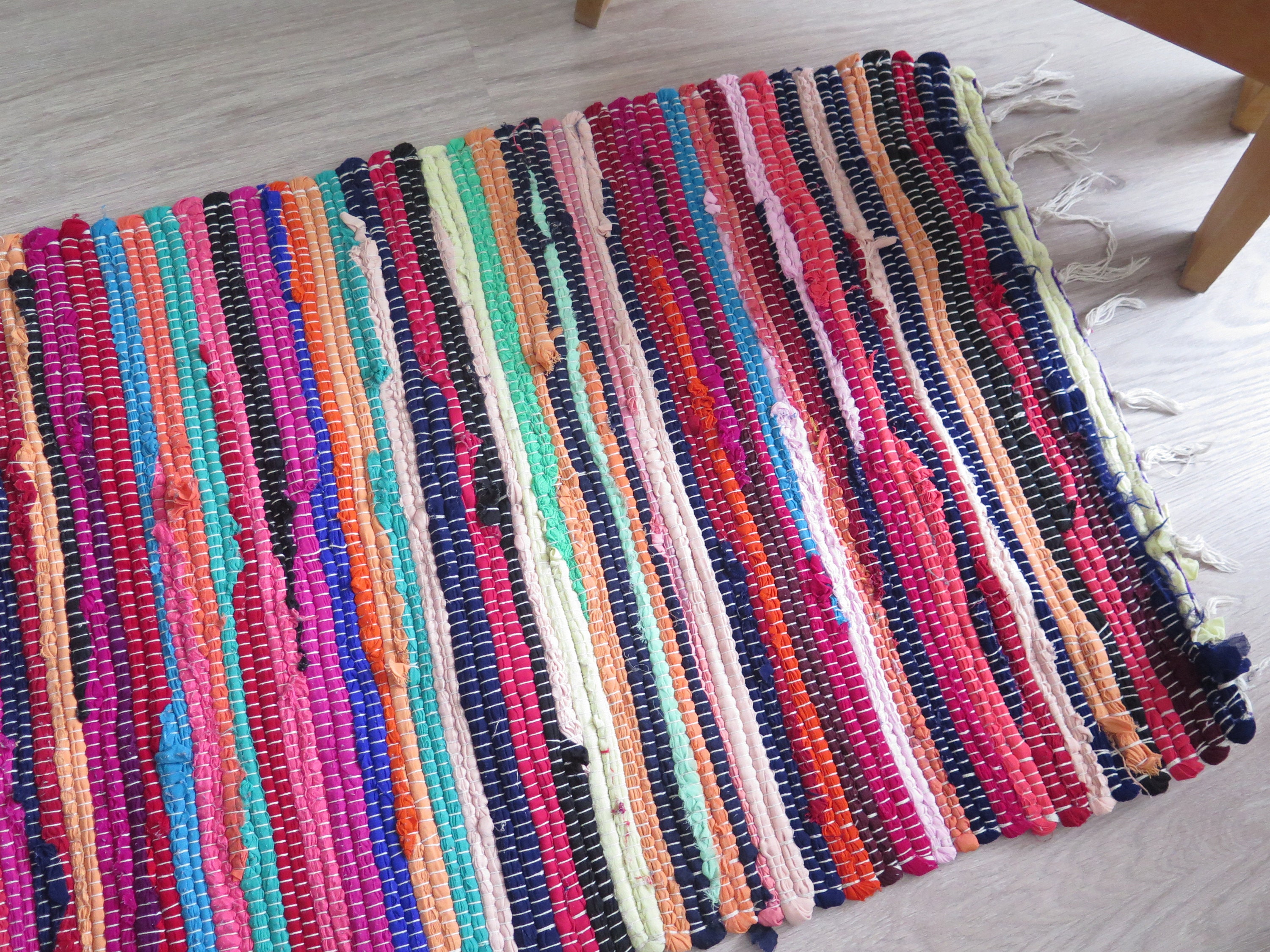 織りラグ ラグ カラフル 明るいストライプ ヴィンテージ織り 87 x 51