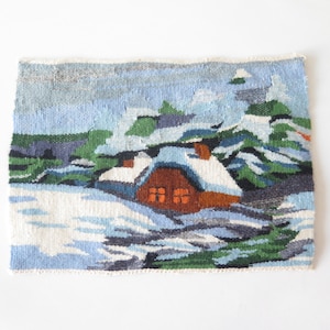 Vintage Handwoven Wall Decor Winter Scene House Flamsk Flemish Woven Wall Hanging Swedish Scandinavian #4-09-24