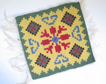 Hand Woven Decor Ornamented Geometrical Table Decor, Pillow cover Supply, Vintage Swedish Scandinavian Handmade #3-11