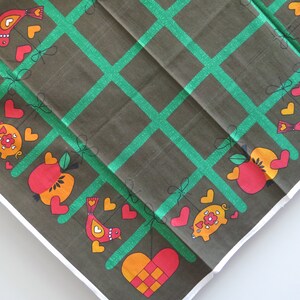 Christmas Table Cloth Swedish Vintage Scandinavian Table Decor Green Birds Hearts Pigs Apples Scandinavian Textiles #5-01-53