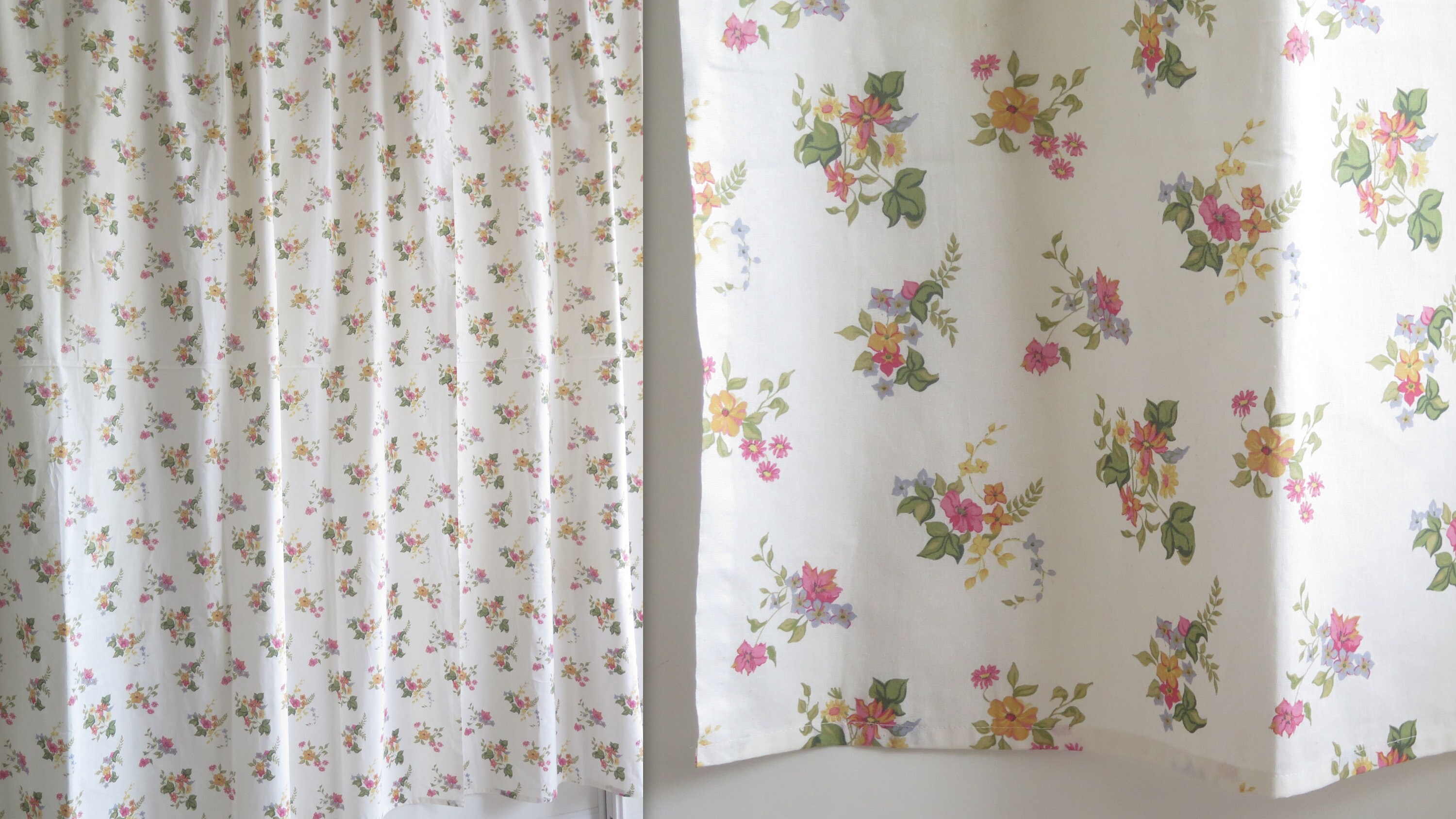 Floral Curtain Panels Set of 2 Cotton Curtain Panels Floral Etsy