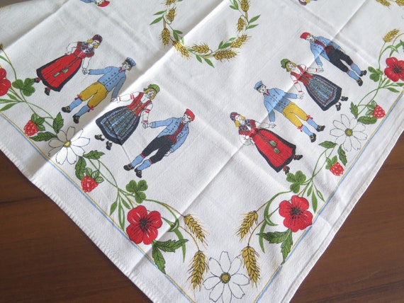 Table Cloth Folk Art People Scandinavian Folk Art Ethnic Floral